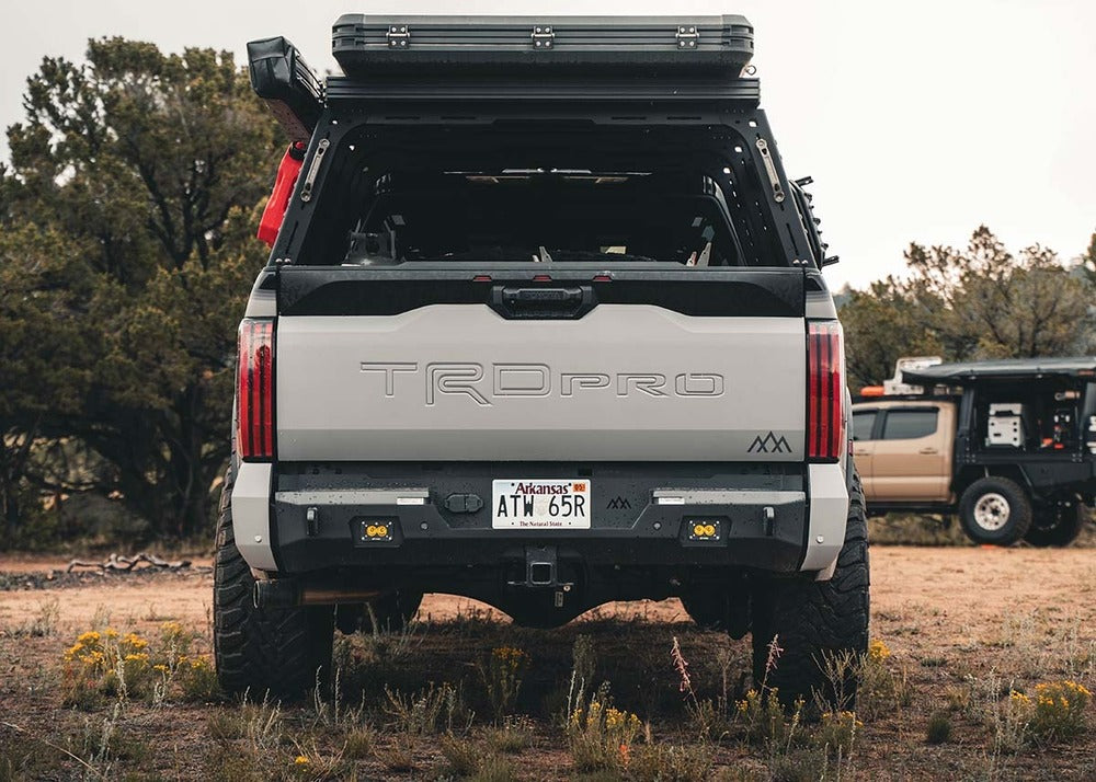 Front View Of The Installed Backwoods 3rd Gen Tundra Rear Bumper