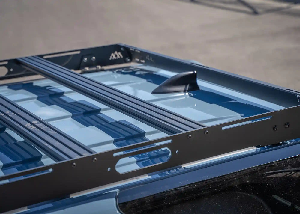Rear view detail of DRIFTR 4Runner aluminum roof rack