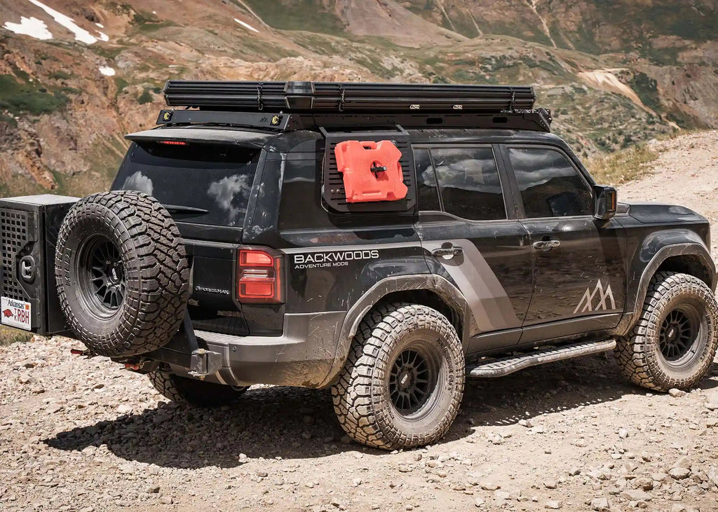 Toyota Land Cruiser 250 off road with DRIFTR roof rack and cargo carrier