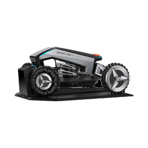 Eco Flow BLADE Robotic Lawn Mower On A Charging Station