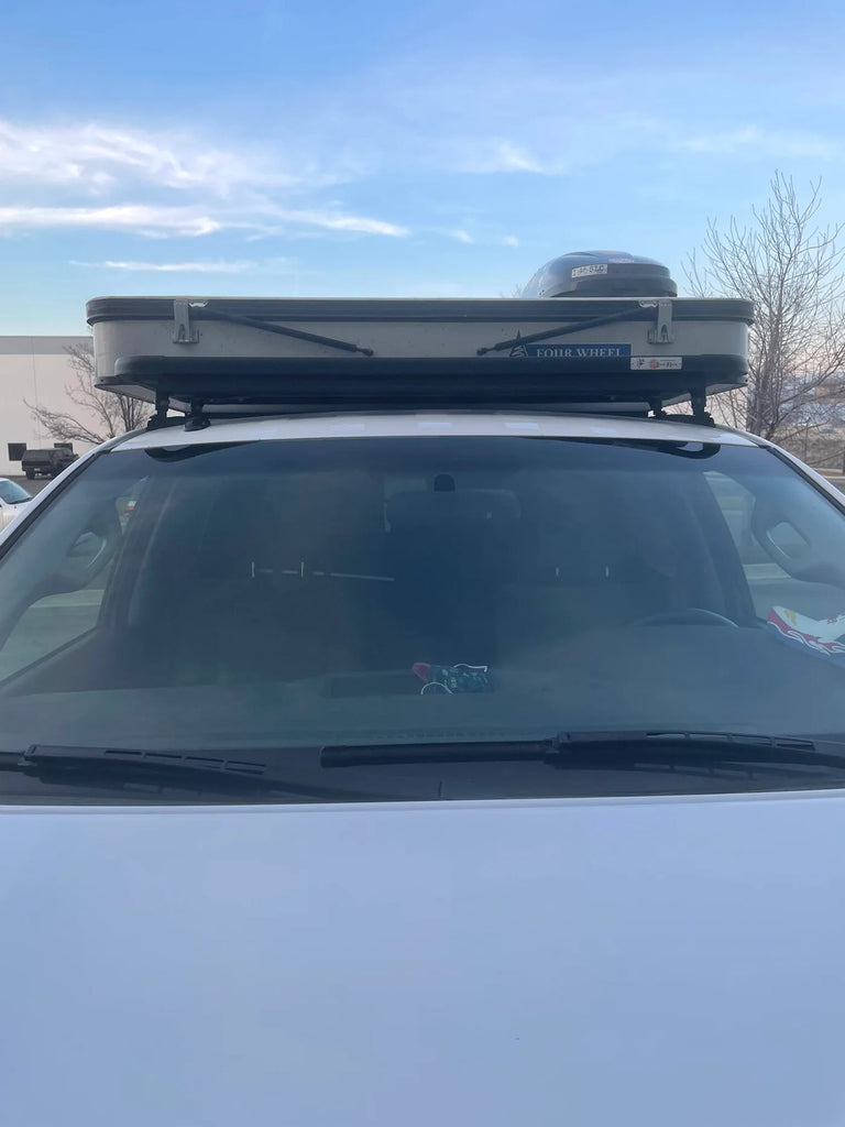 Front View Of The Mounted Eezi Awn K9 Toyota Tundra Roof Rack