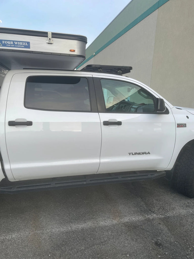 Side View Of The Mounted Eezi Awn K9 Toyota Tundra Roof Rack