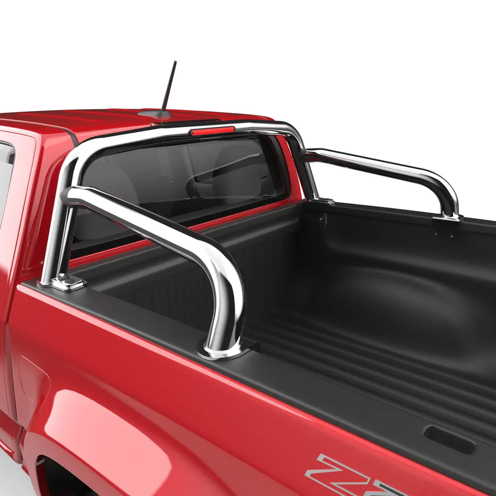 Close Up Side View Of The EGR Polished Stainless Steel Chevy Colorado Sport Bar