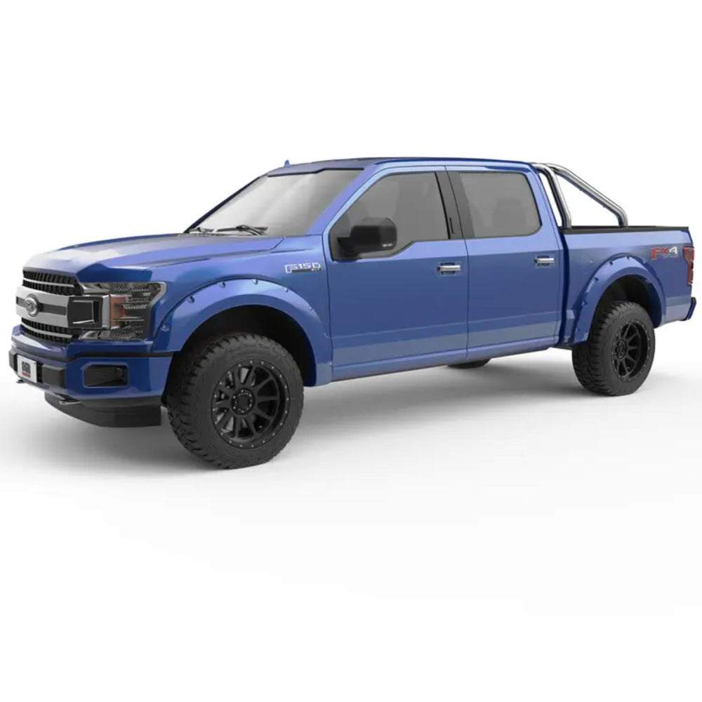 Side View Of The Mounted EGR Stainless Steel Polished F150 Sport Bar