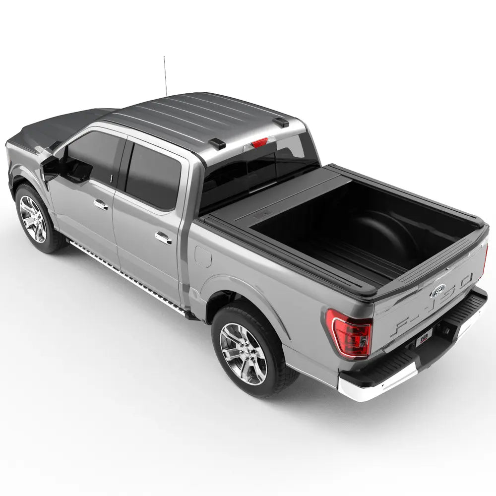 EGR RollTrac F150 Manual Retractable Bed Cover With The Cover Opened