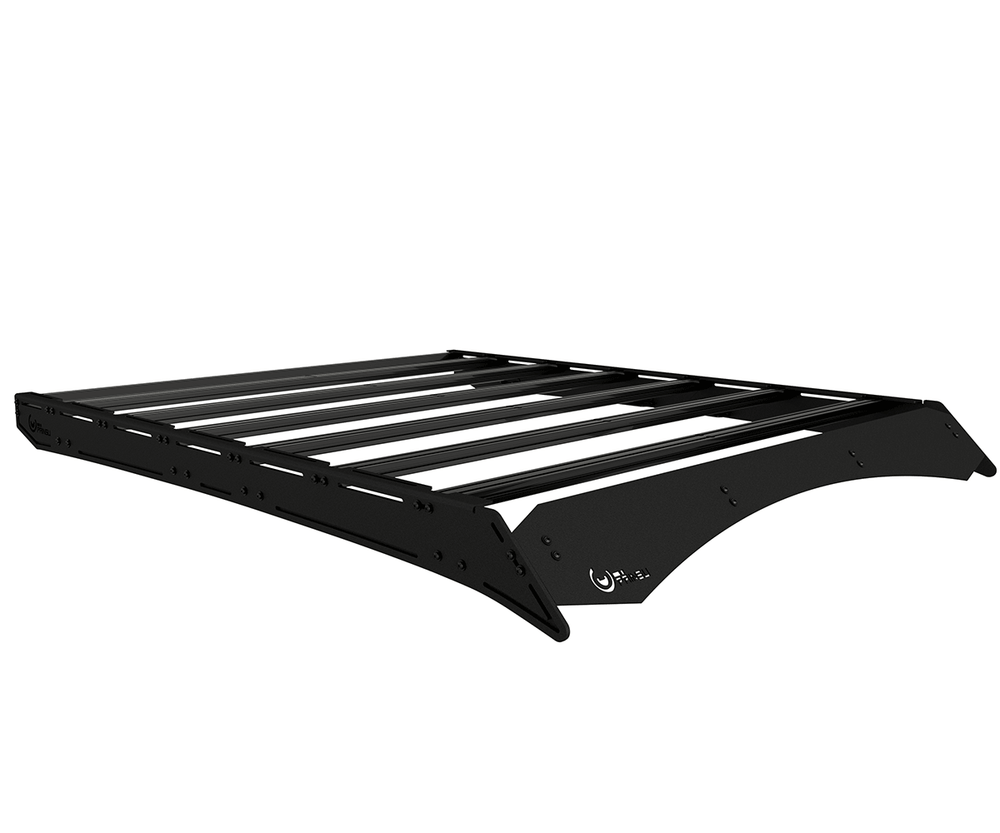 F150 Prinsu Pro roof rack overhead view showing 6 drop-in mounting points per crossbar