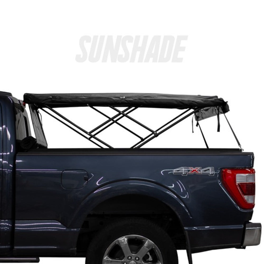 Side View Of The Open Fas-Top Traveler Truck Tonneau & Topper For Chevy