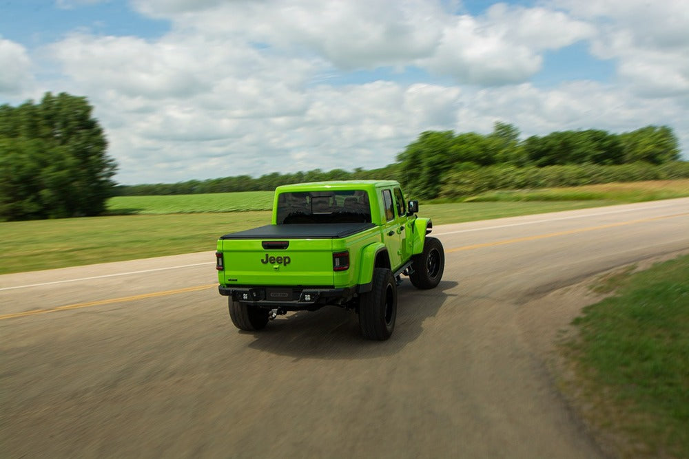 Fas-Top Traveler Truck Tonneau & Topper For Jeep Rear View With The Tonneau Cover Deployed