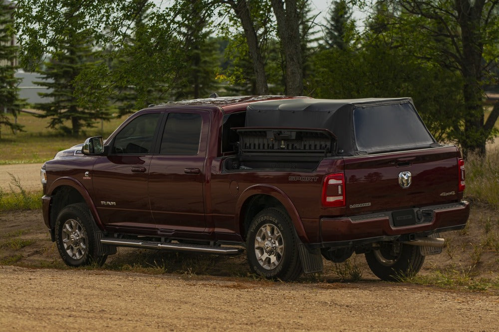 Side View Of The Installed Fas-Top Traveler Truck Tonneau & Topper For Dodge/Ram