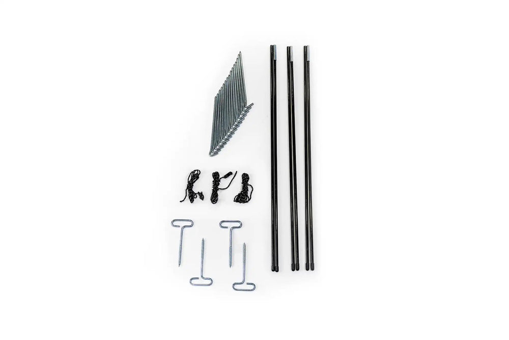 Hub 6XL pop-up tent components rainfly poles stakes and accessories view