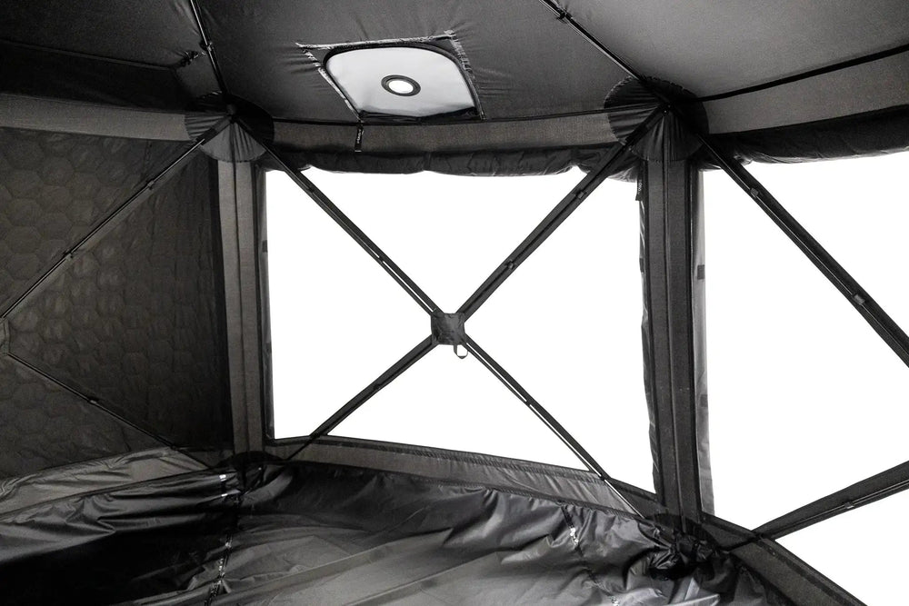Hub 6XL ground tent interior view with 80 inch peak height and LED lighting