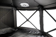 Hub 6XL ground tent interior view with 80 inch peak height and LED lighting