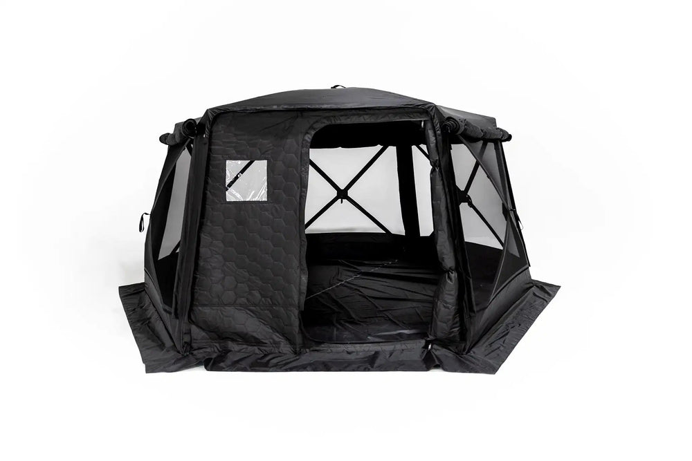 FSR Hub 6XL Pop-Up Camping Tent deployed at campsite hero shot