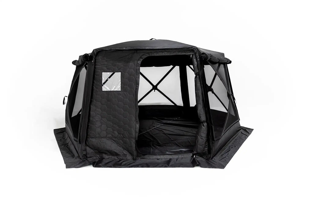 FSR Hub 6XL Pop-Up Camping Tent deployed at campsite hero shot