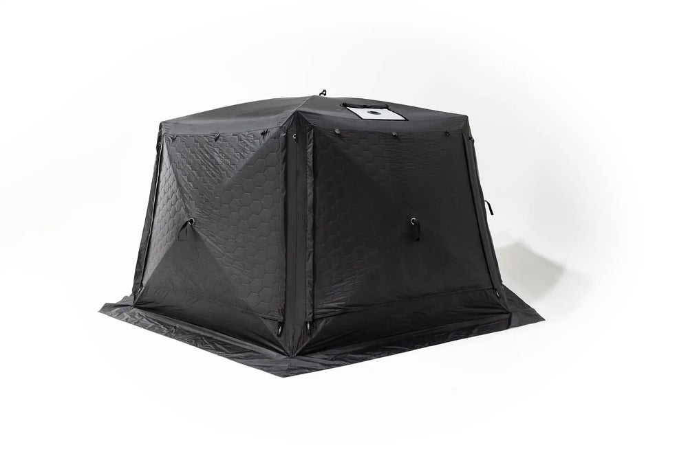 Hub 6XL family camping tent setup with group of campers using the basecamp