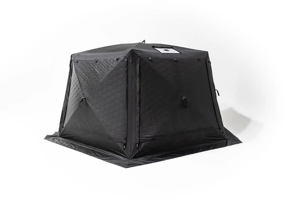 Hub 6XL family camping tent setup with group of campers using the basecamp