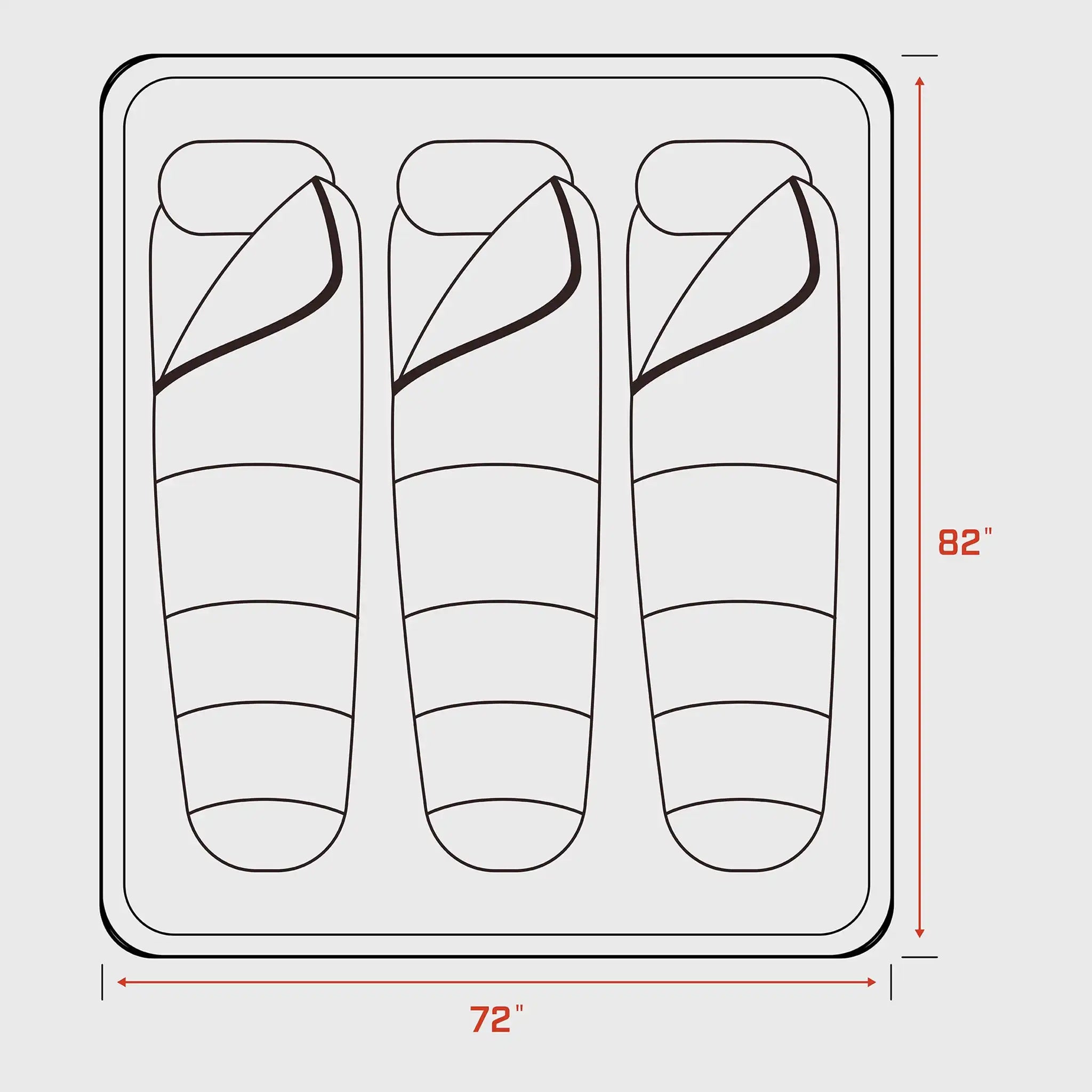 FSR Kali King rooftop tent interior dimensions 72 by 82 inches diagram