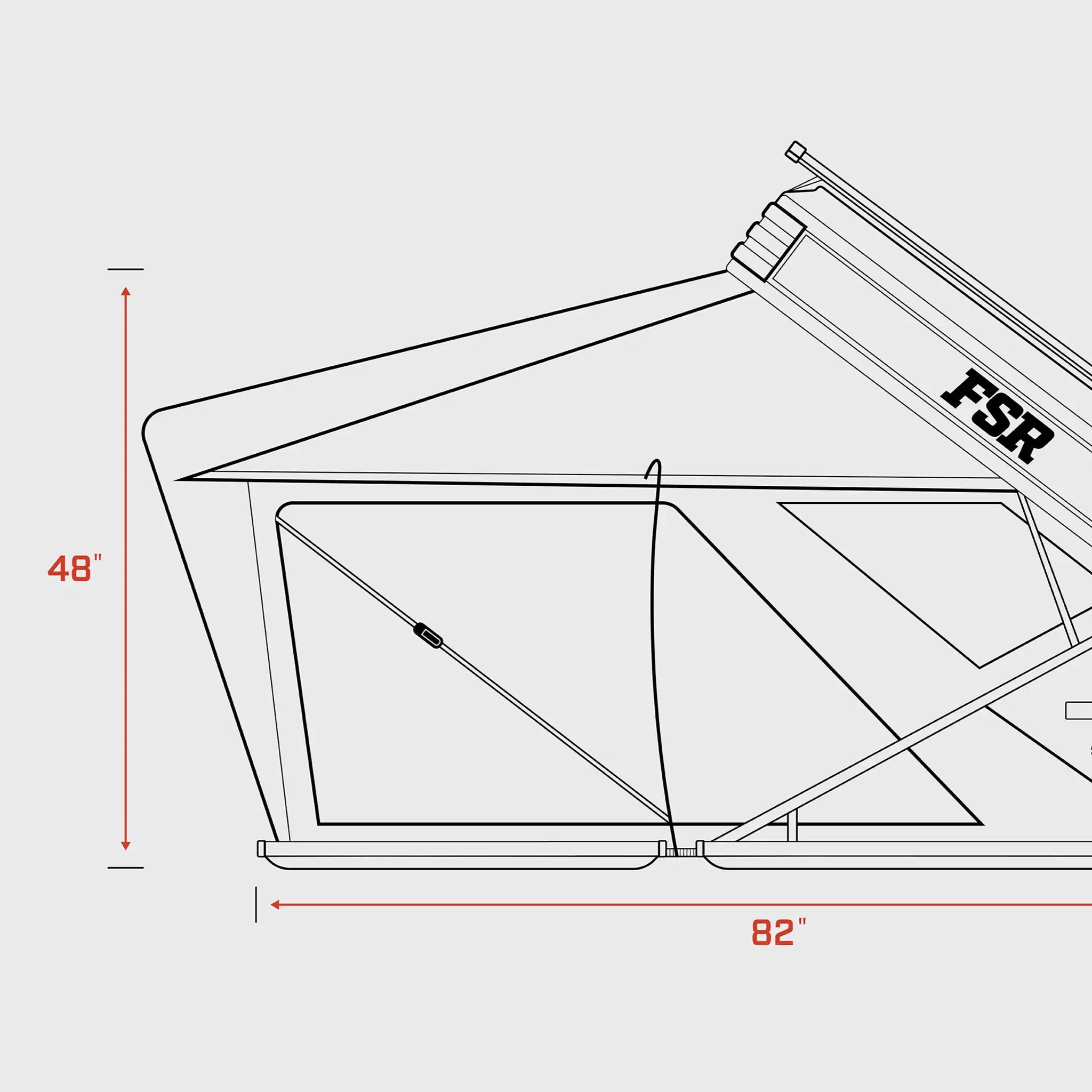 FSR Kali King rooftop tent open length and height dimensions diagram