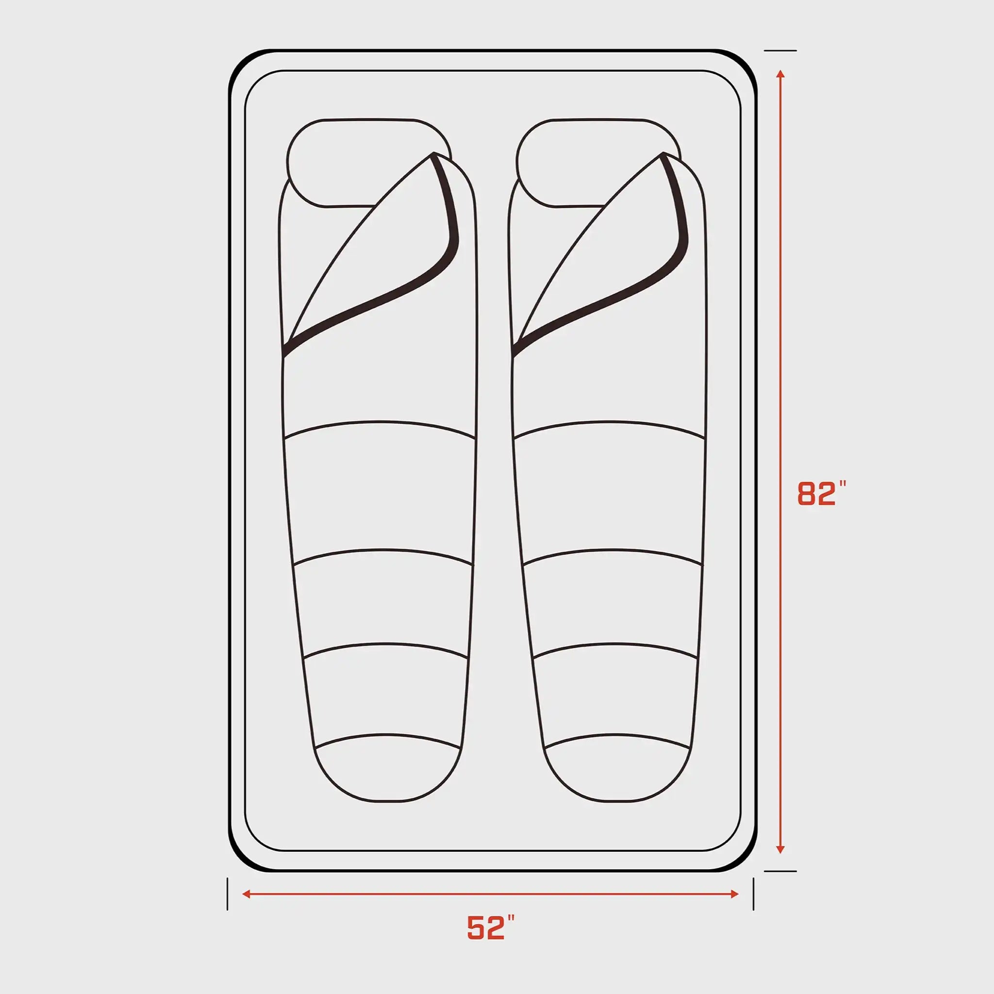FSR Kali rooftop tent interior dimensions 52 by 82 inches diagram