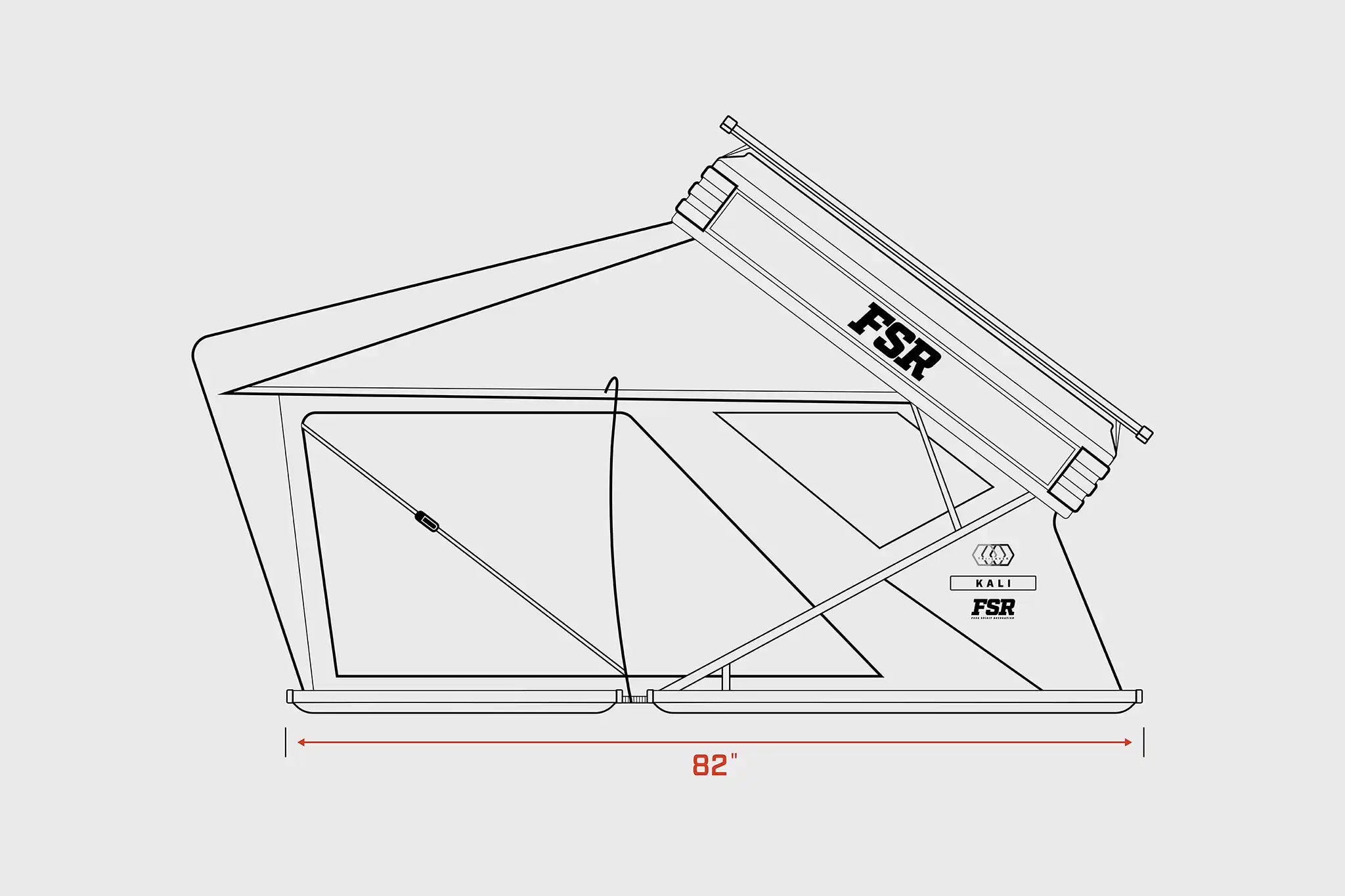 FSR Kali rooftop tent open length and height dimensions diagram
