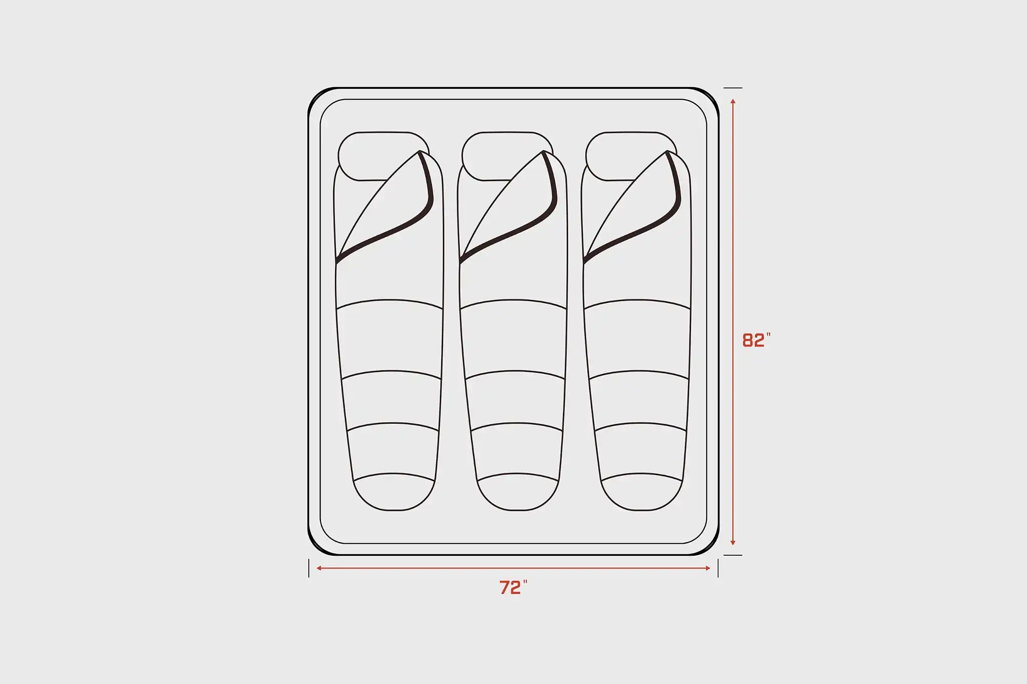 FSR Nova King rooftop tent interior dimensions 72 by 82 inches diagram