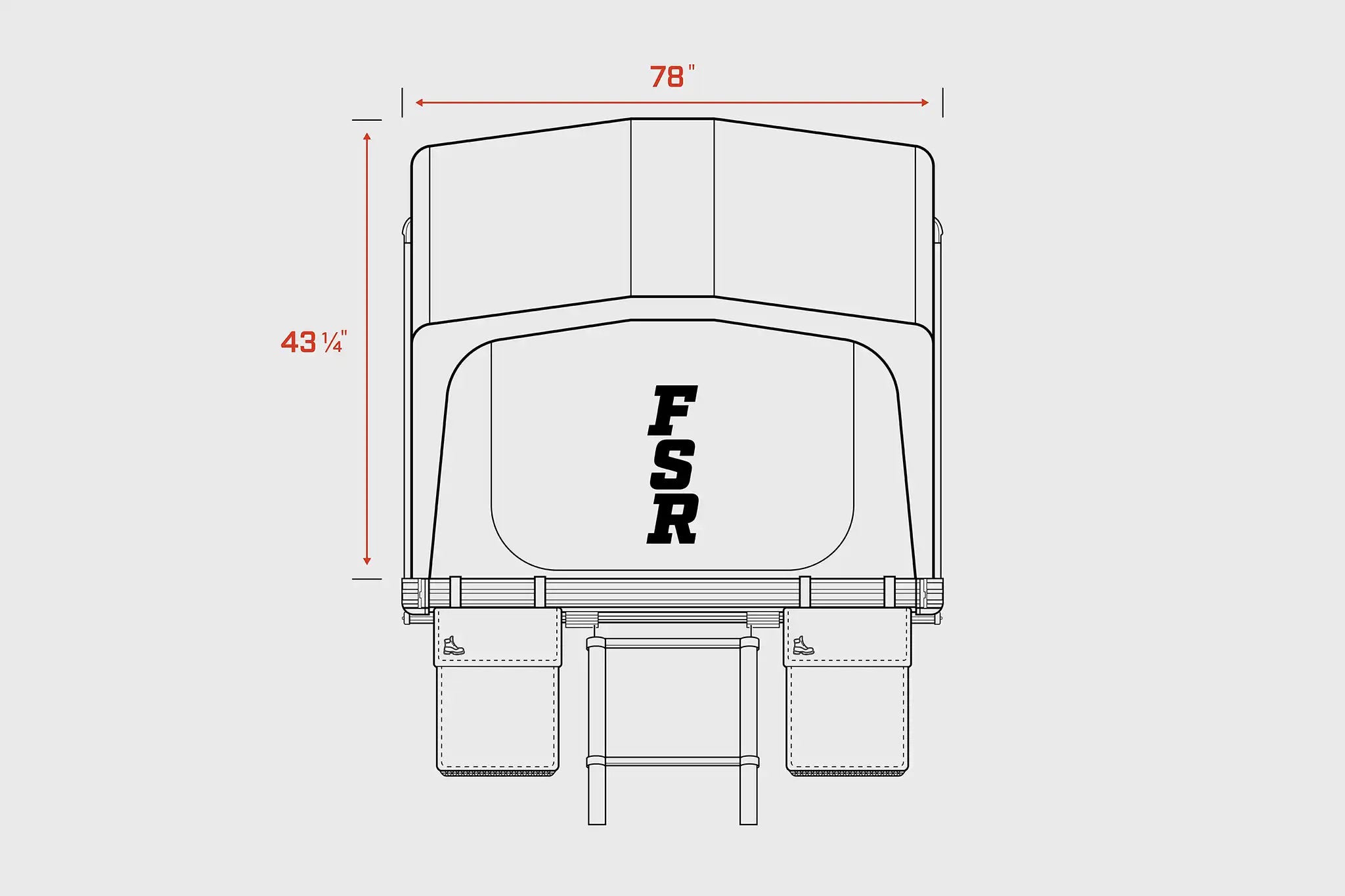 FSR Nova King rooftop tent open width and height dimensions diagram