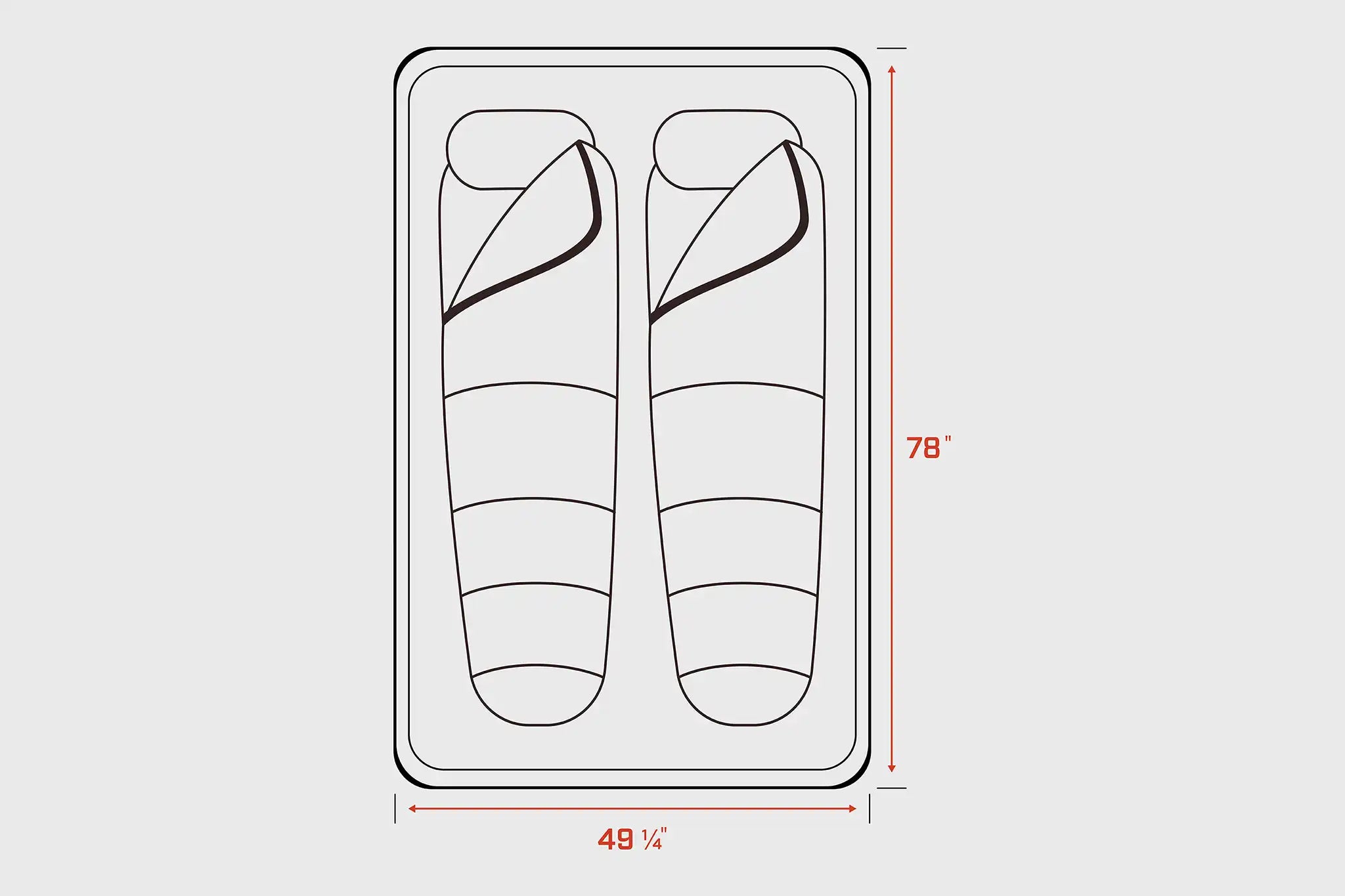 FSR Nova Standard rooftop tent interior dimensions 49 by 82 inches diagram