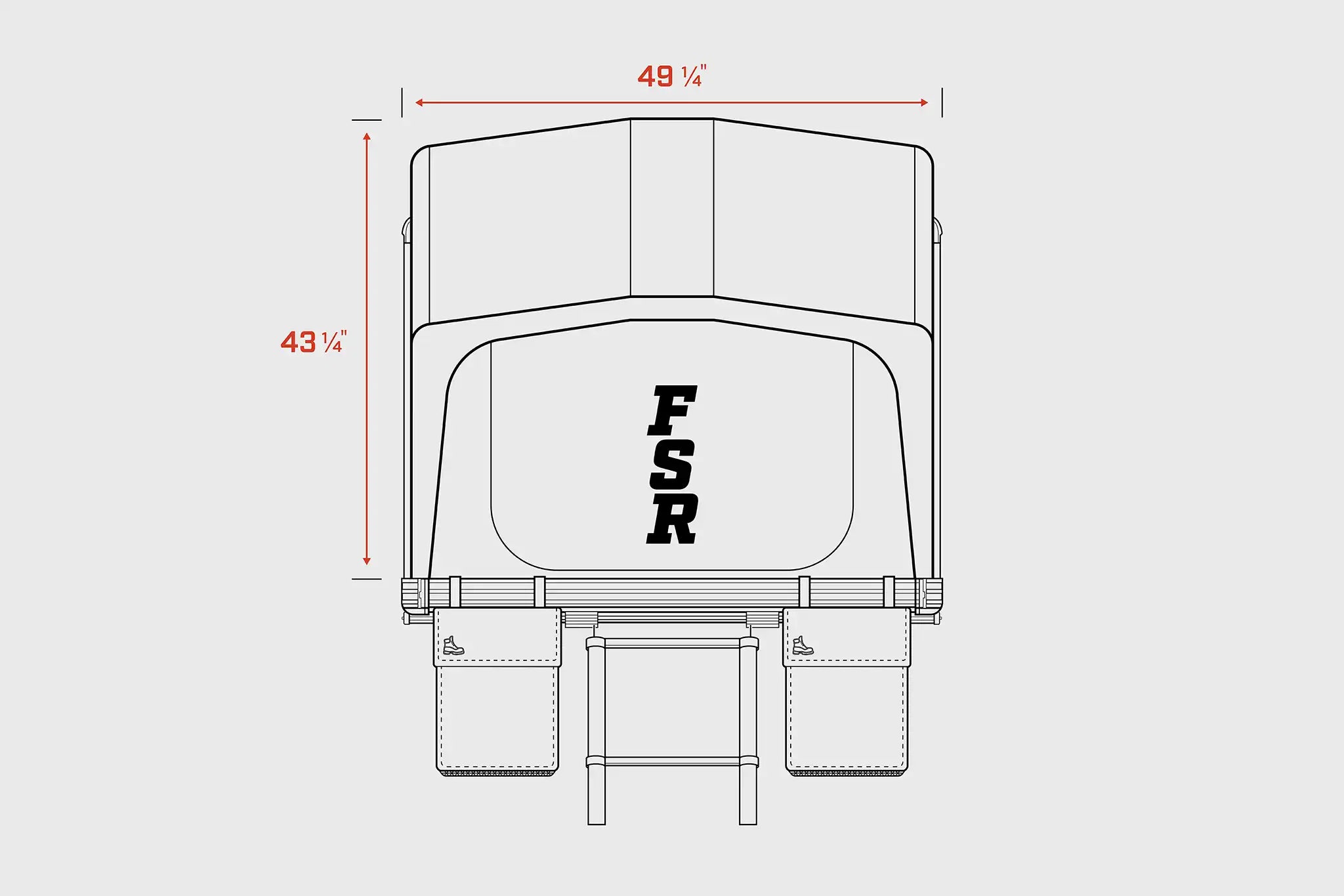 FSR Nova Standard rooftop tent open width and height dimensions diagram