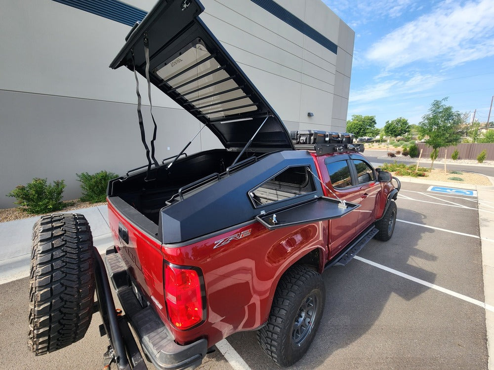 Pop Top Of The GAIA Campers Colorado/Canyon Shadow Top Truck Cap Open