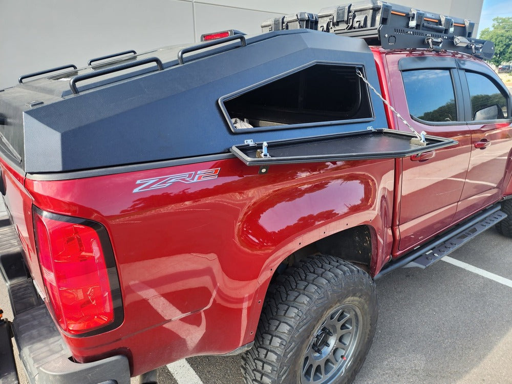 GAIA Campers Colorado/Canyon Shadow Top Truck Cap With Side Window Open