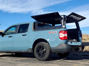 Side View Of The GAIA Campers Ford Maverick Truck Cap With All Doors Open