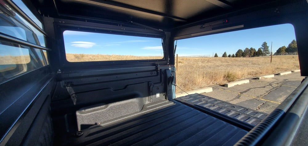 View From Inside The GAIA Campers Ford Maverick Truck Cap