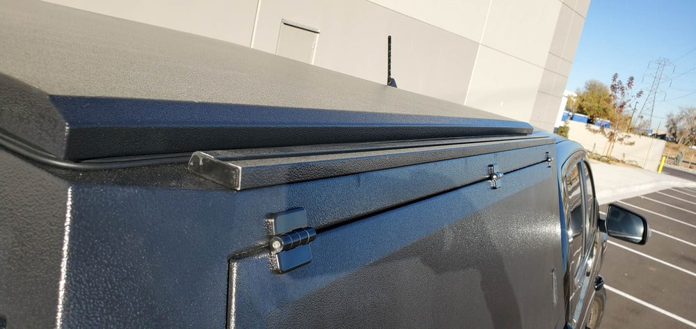 Close Up View Of The GAIA Campers Ford Ranger Truck Cap Mounting Rails