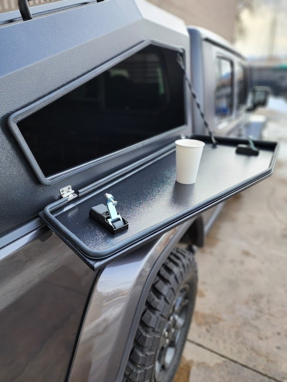 GAIA Campers  Gladiator Shadow Top Truck Cap With A Side Door Opened