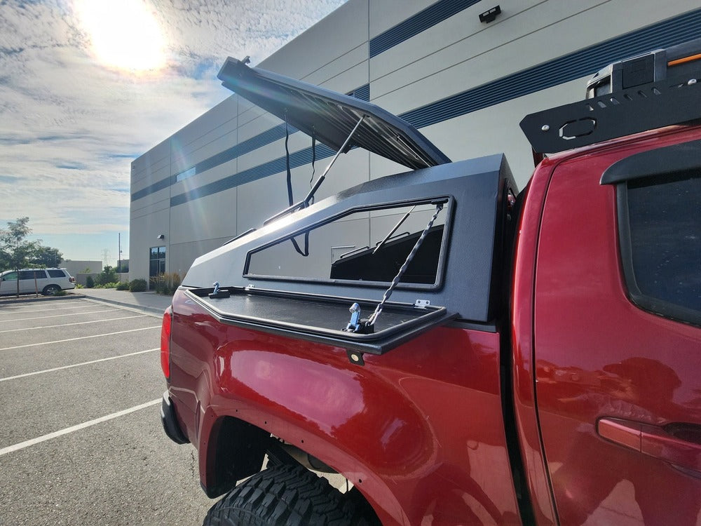 GAIA Campers Tacoma Shadow Top Truck Cap With Opened Side Door