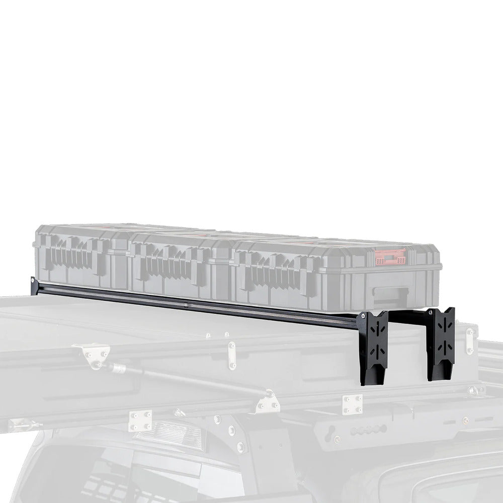 iKamper BDV Accessory Rack With A Storage Box Mounted On Top Of It