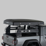 iKamper Jeep Gladiator Raconteur Bed Rack Full Height Bet Rack With A Mounted Roof Top Tent