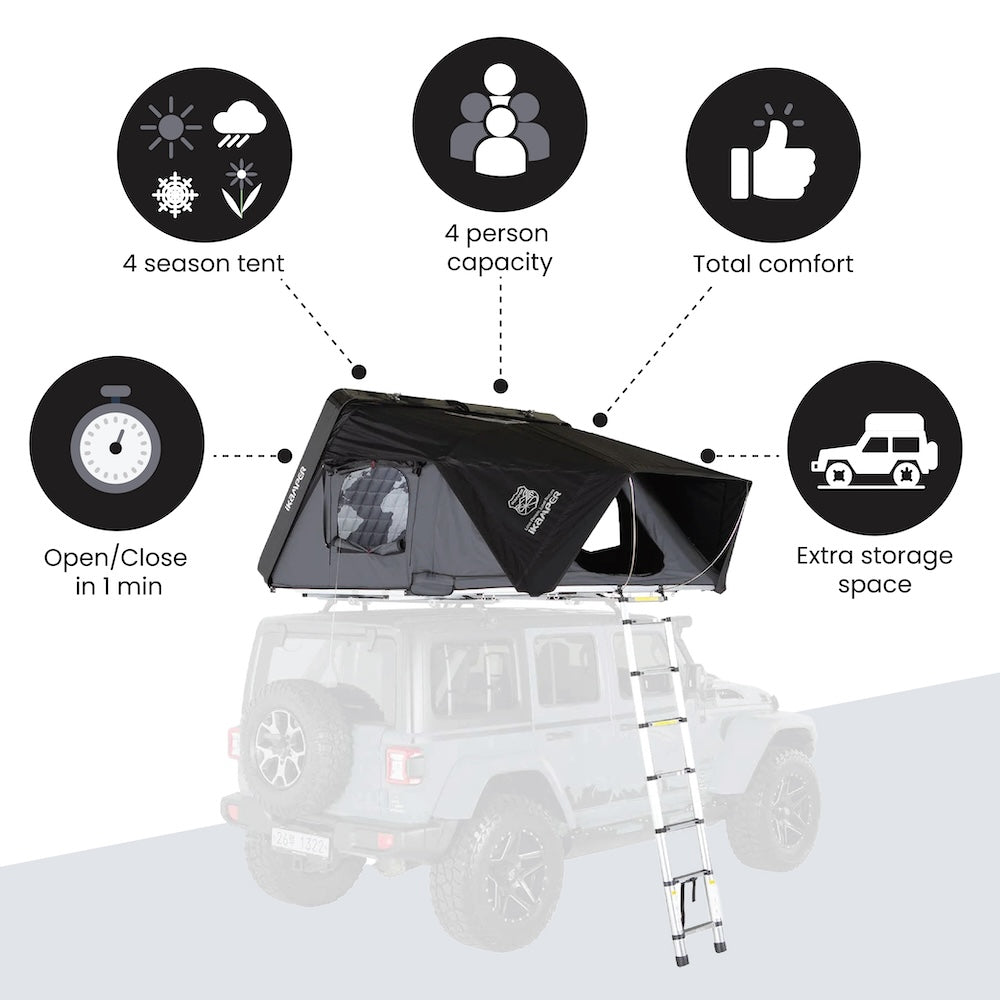 ikamper skycamp 3.0 hard shell roof top tent features