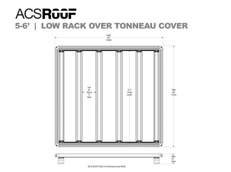 5.6' Long Leitner Designs ACS Low Rack Over Tonneau Cover