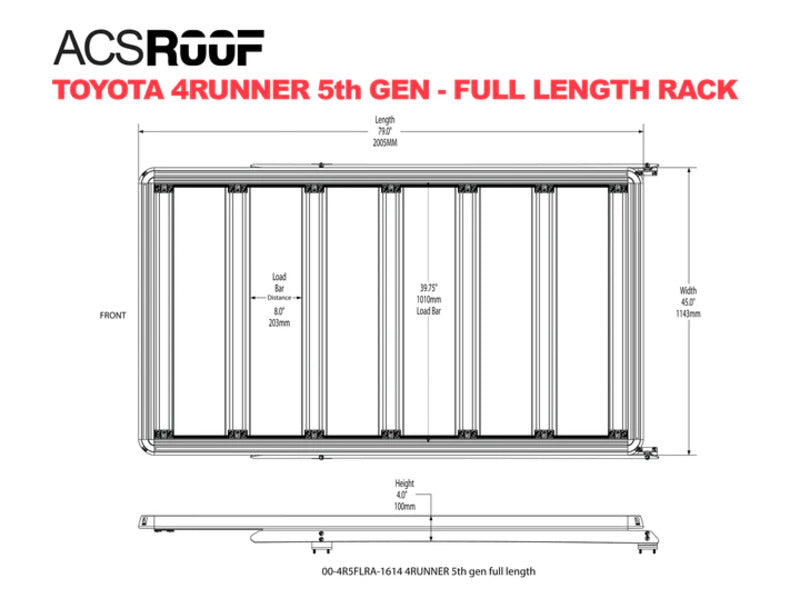 Leitner Designs ACS Roof Rack Platform Rack 4Runner Dimensions