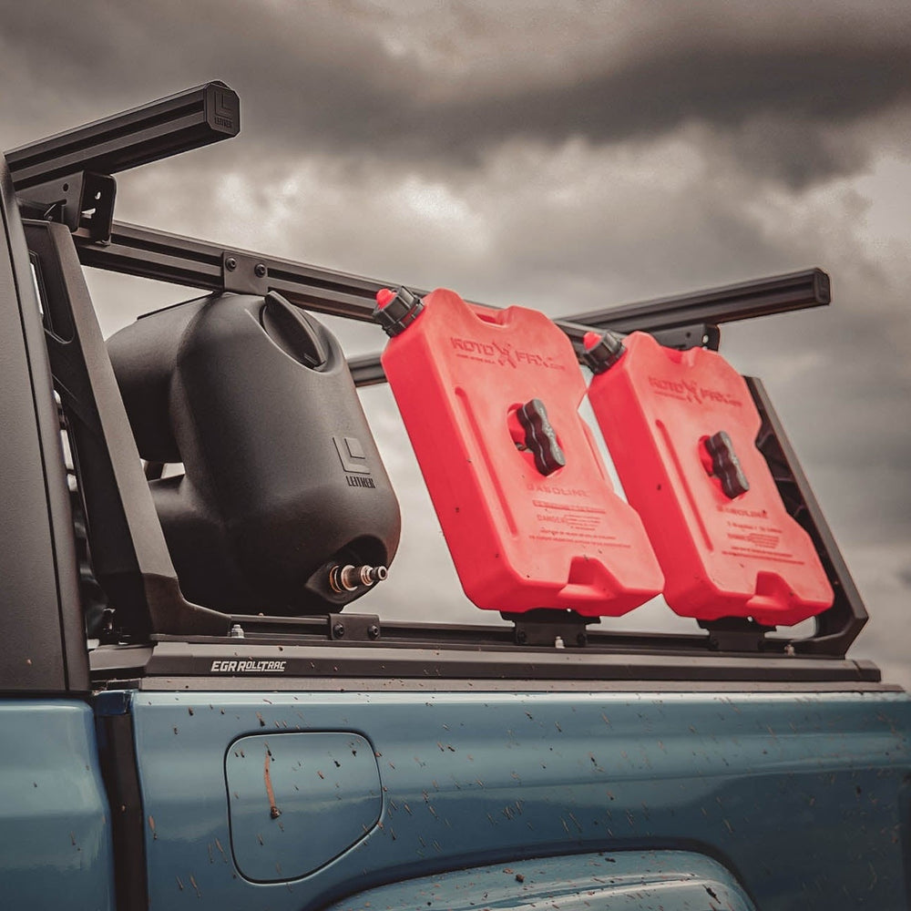 leitner acs forged jeep gladiator bed rack side view