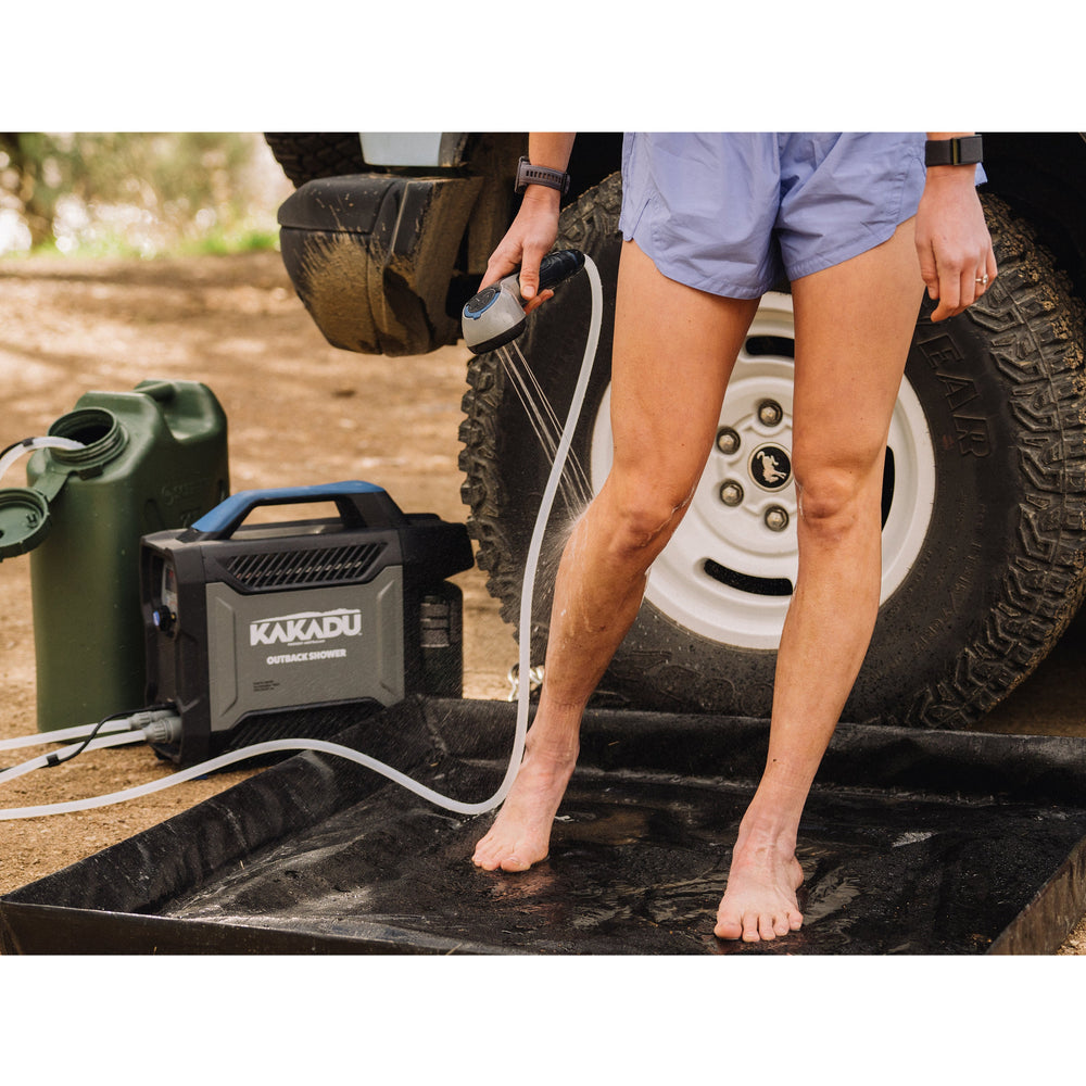 Outback Shower portable hot water in real outdoor camping use
