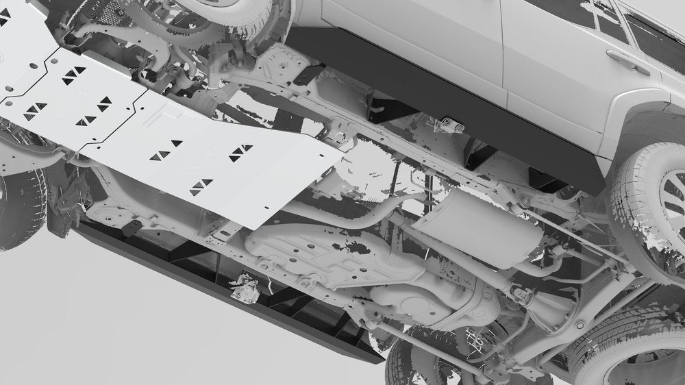 NYTOP Lexus GX550/Toyota Land Cruiser Rock Sliders Underside Render With Skid Plates Installed