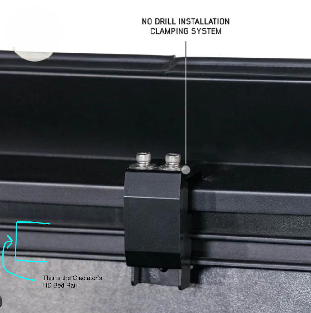 GAIA Shadow Top Jeep Gladiator install option 2 traditional topper clamps no drill clamping system