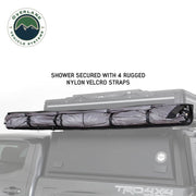OVS Nomadic 2 Person Car Side Shower Packed Up And Secured With Velcro Straps