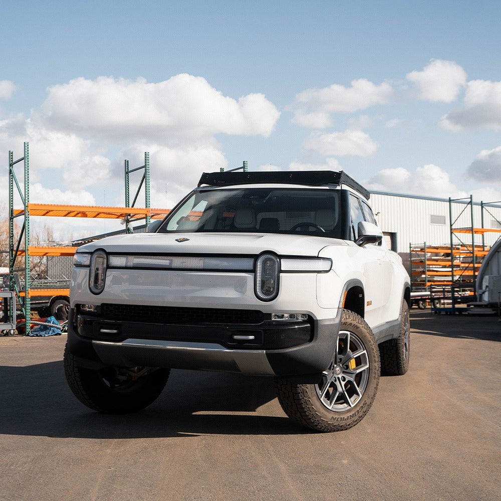 Front View Of The Installed Prinsu Pro Rivian R1T Roof Rack
