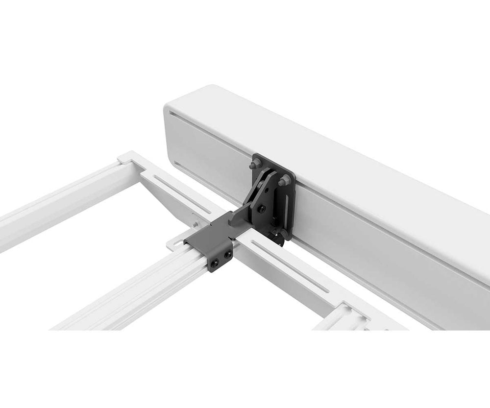 Quick Release Awning Mount Bracket 2.0 close-up showing twist-lock spring plunger