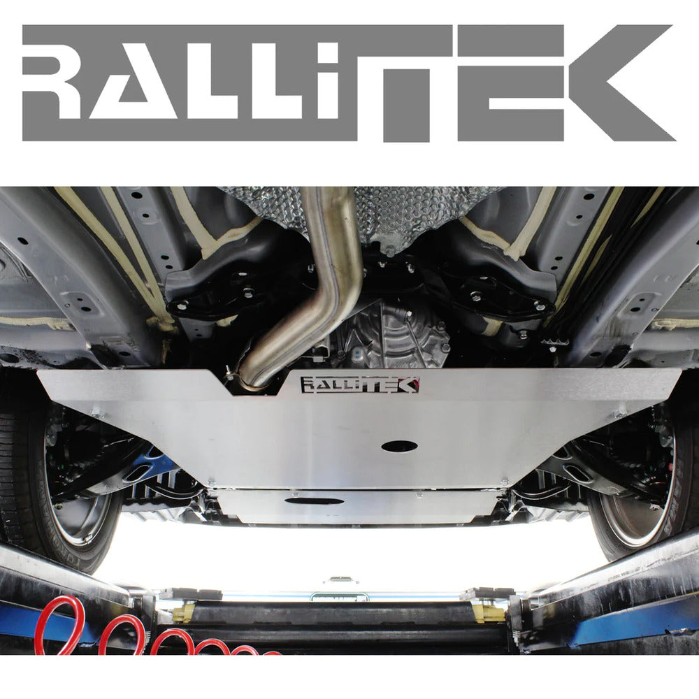 Back View Of The Mounted RalliTEK Subaru Crosstrek Front & Transmission Skid Plate Kit