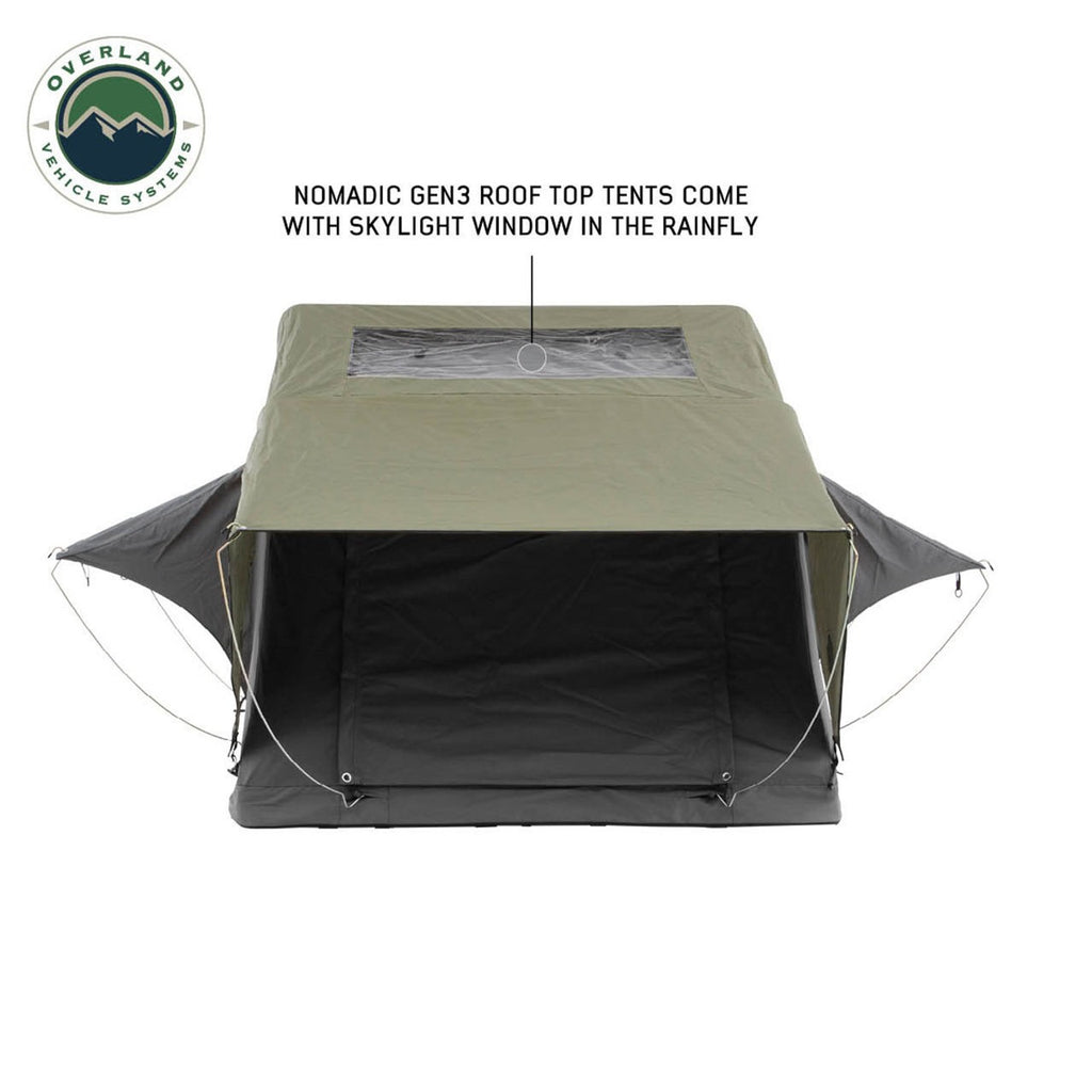 side view of the Overland Vehicle Systems Nomadic 3 Extended Rooftop Tent