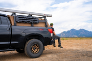 Side View of The Installed SofTopper Exo Truck Bed Rack With Mounted Accessories